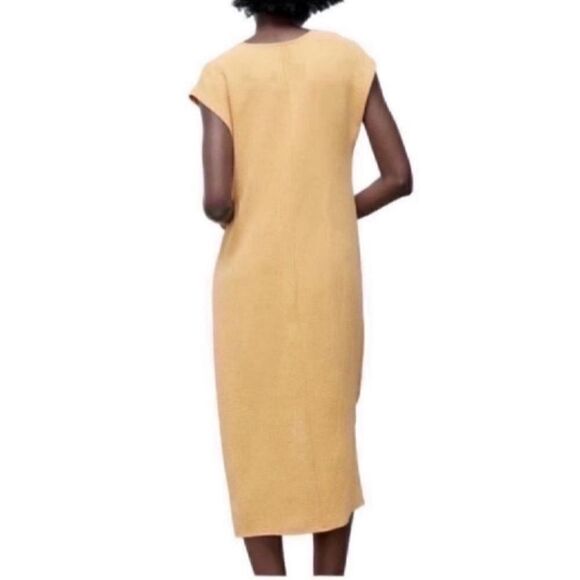Zara Knotted Midi Yellow Dress(Size Small) - Picture 2 of 6